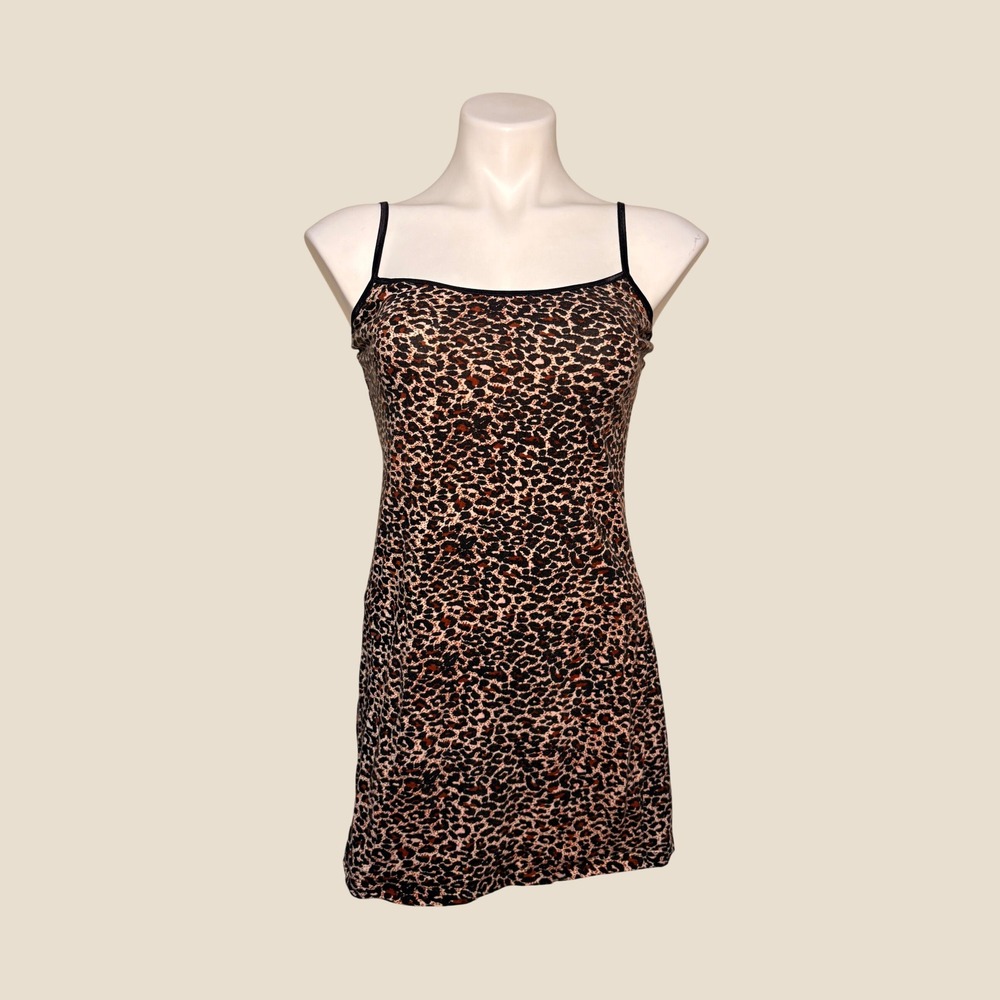 Y2K Scene Leopard Print Mini Dress Spaghetti Strap Bodycon Animal Print #14
